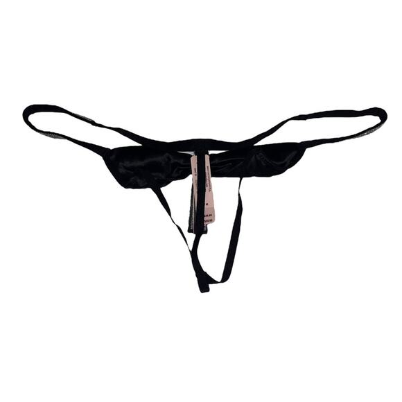 Victoria’s Secret Shine Strap Bow Satin Crotchless V-String Panty Size Medium - Picture 2 of 3